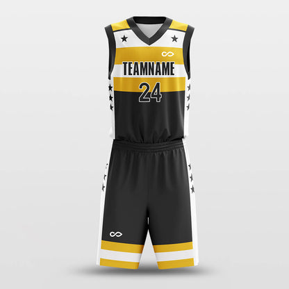 Custom Pentagram Print Color Block Basketball Jersey Set