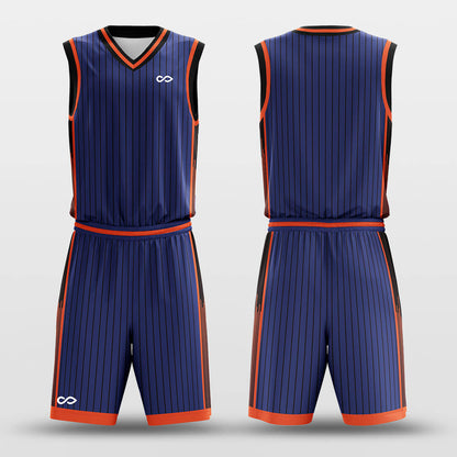 Vintage Blue Orange - Custom Sublimated Basketball Jersey Set Pinstripe