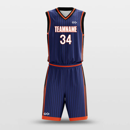 Vintage Blue Orange - Custom Sublimated Basketball Jersey Set Pinstripe