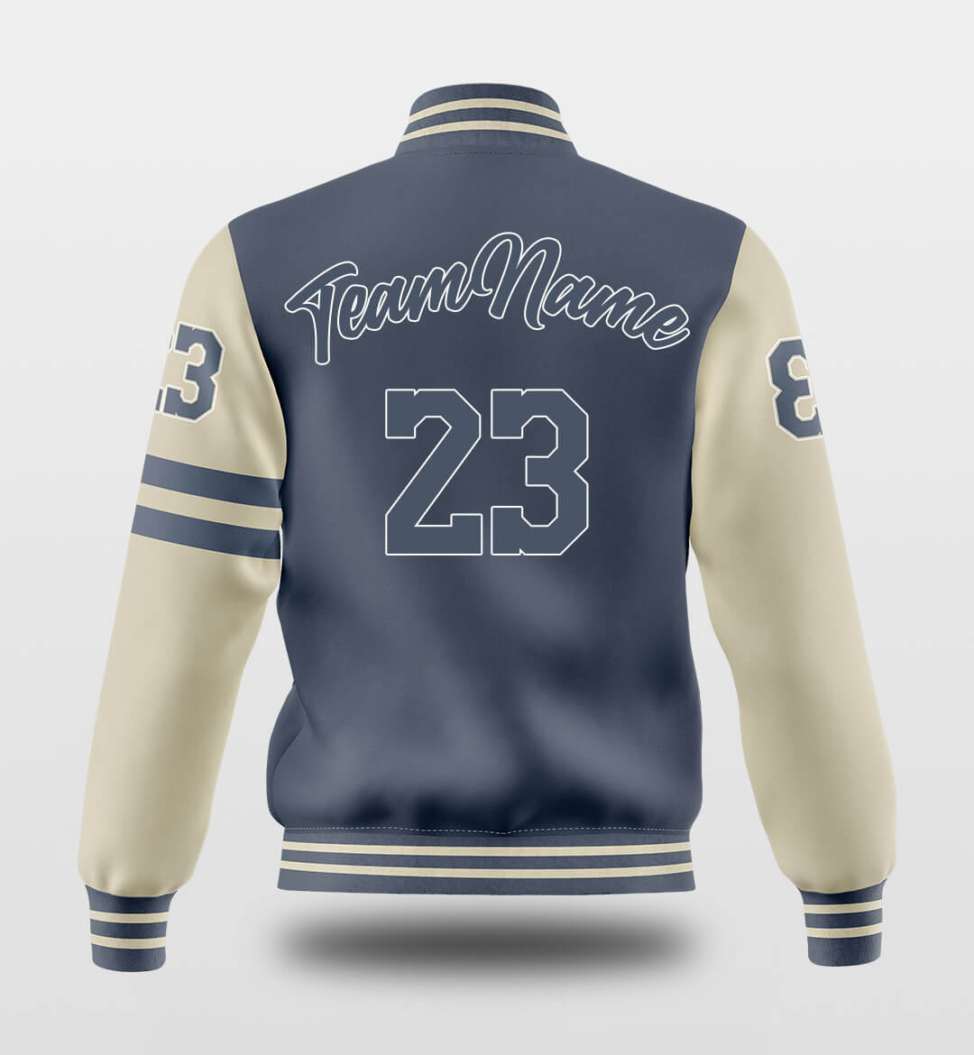 Custom Blue-White Raglan Sleeves Varsity Full-Snap Letterman Jacket