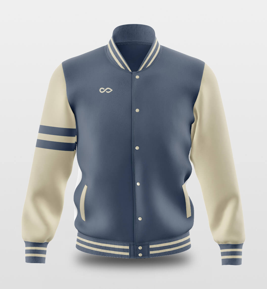 Custom Blue-White Raglan Sleeves Varsity Full-Snap Letterman Jacket