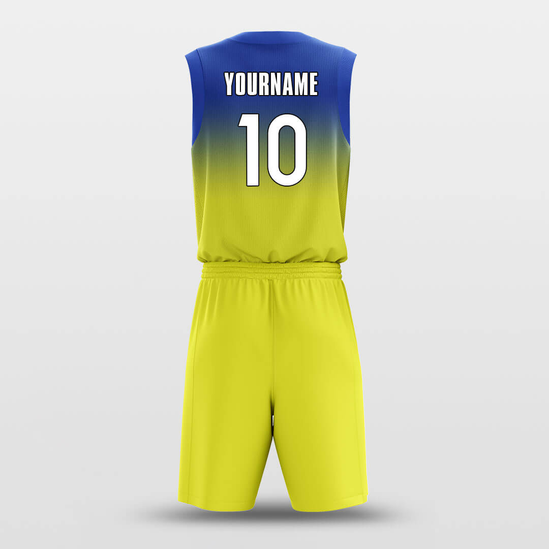 Custom Yellow-Blue Adult Youth Basketball Jersey Set Fade Fashion