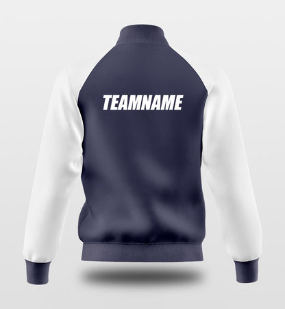 Custom Blue Raglan Sleeves Full-Snap Letterman Jacket