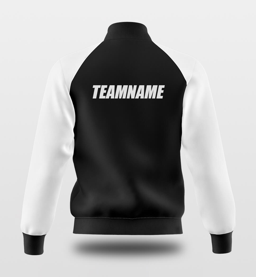 Custom Black Raglan Sleeves Full-Snap Letterman Jacket