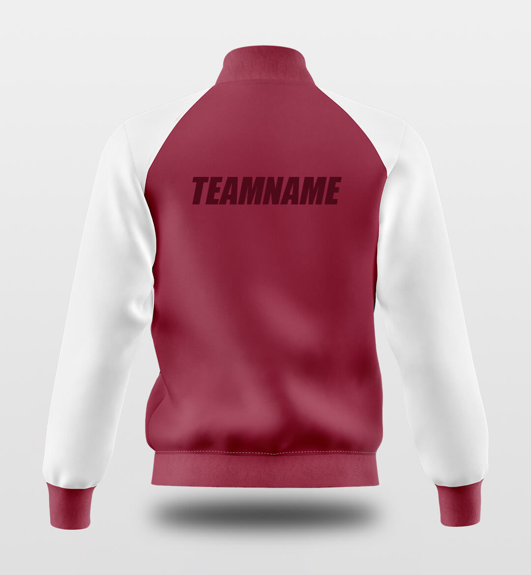 Custom Red Raglan Sleeves Full-Snap Letterman Jacket