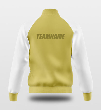 Custom Yellow Raglan Sleeves Full-Snap Letterman Jacket