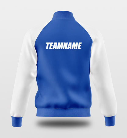 Custom Blue Raglan Sleeves Full-Snap Letterman Jacket