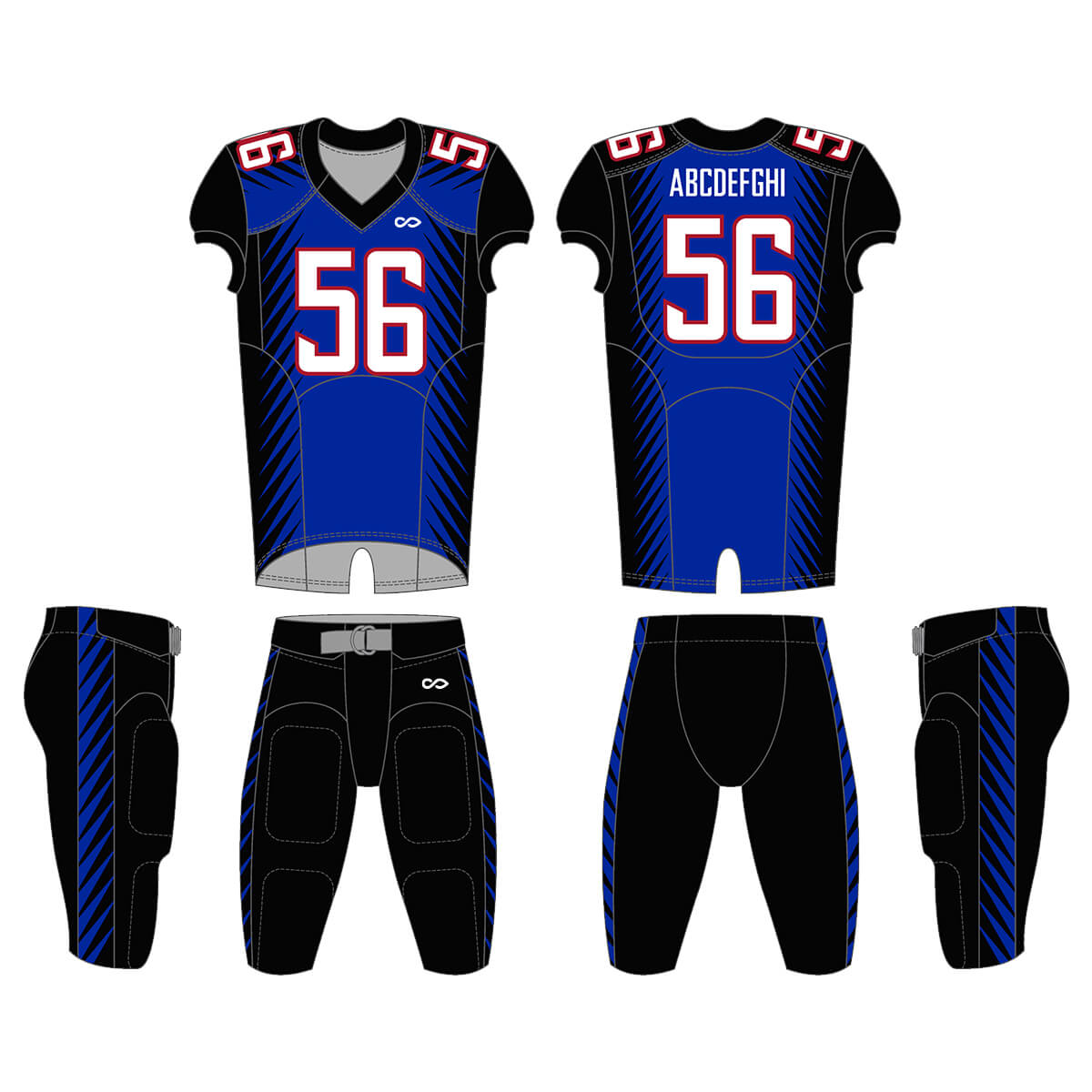 DarkBlue- Custom add sponge American Football Jersey Set – XBalla