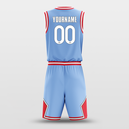 Light Blue Red - Custom Basketball Jersey Set Design for Team