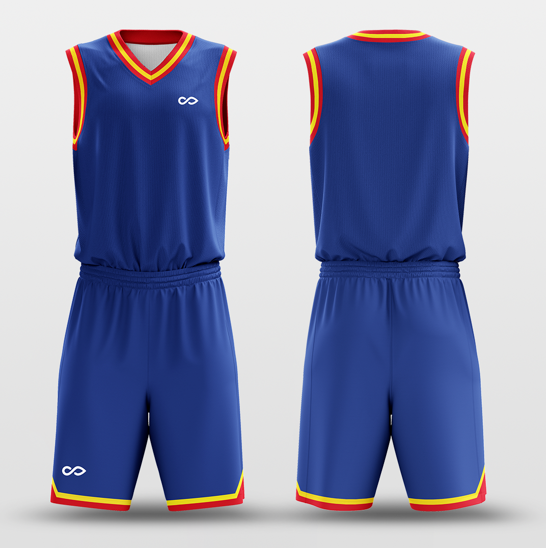 Dark Blue Red - Custom Basketball Jersey Set Design for Team