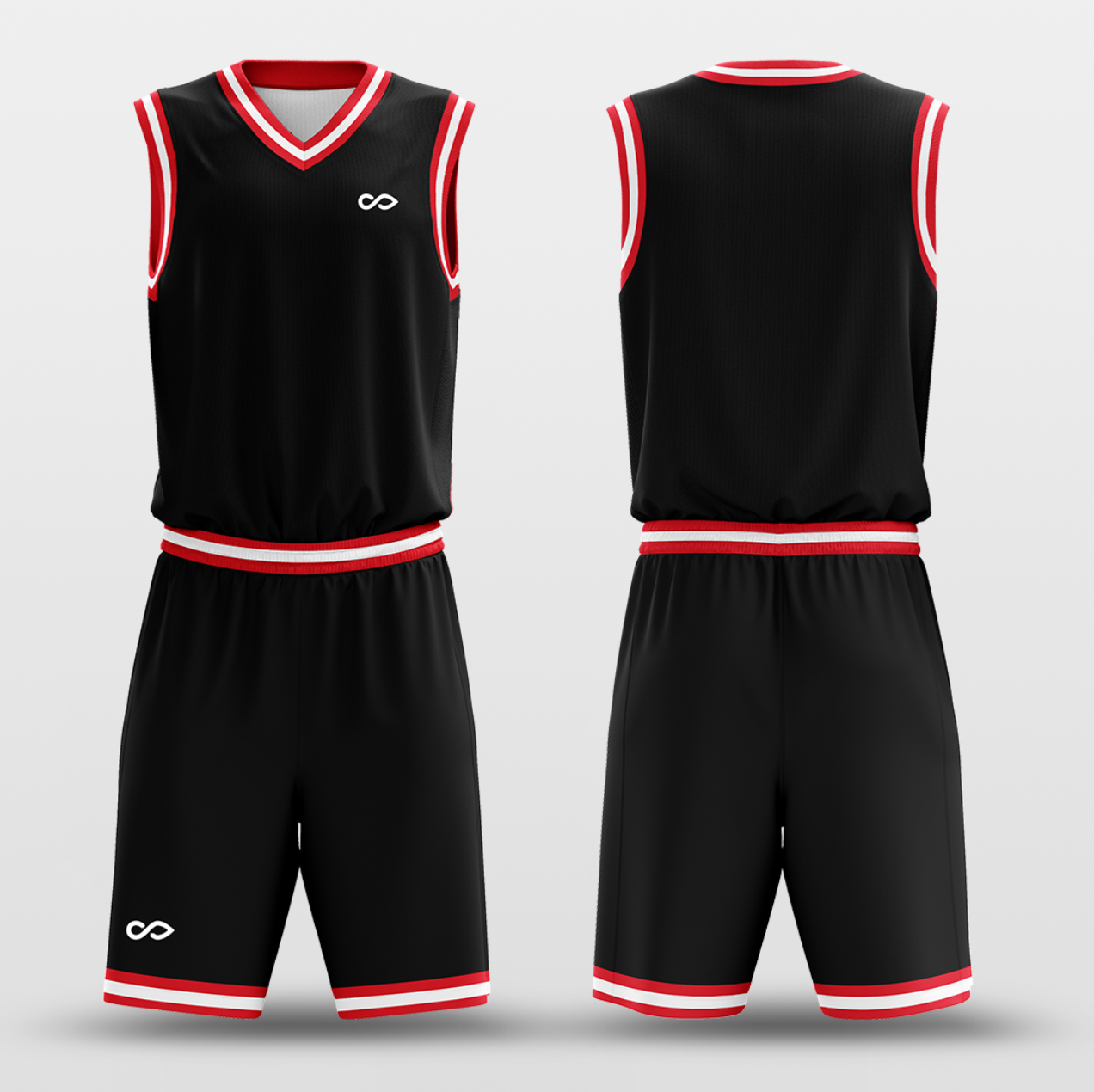 Black Red White - Custom Basketball Jersey Set Design for Team
