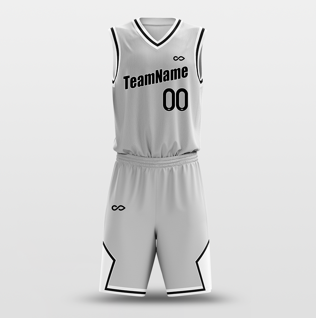 Gray White - Custom Basketball Jersey Set Design for Team