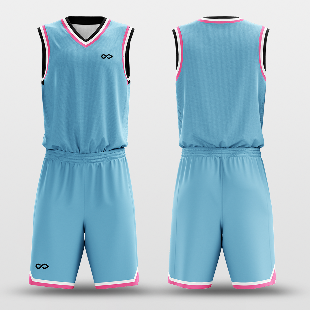 Light Blue Pink - Custom Basketball Jersey Set Design for Team