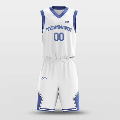 White Dark Blue - Custom Basketball Jersey Set Design for Team