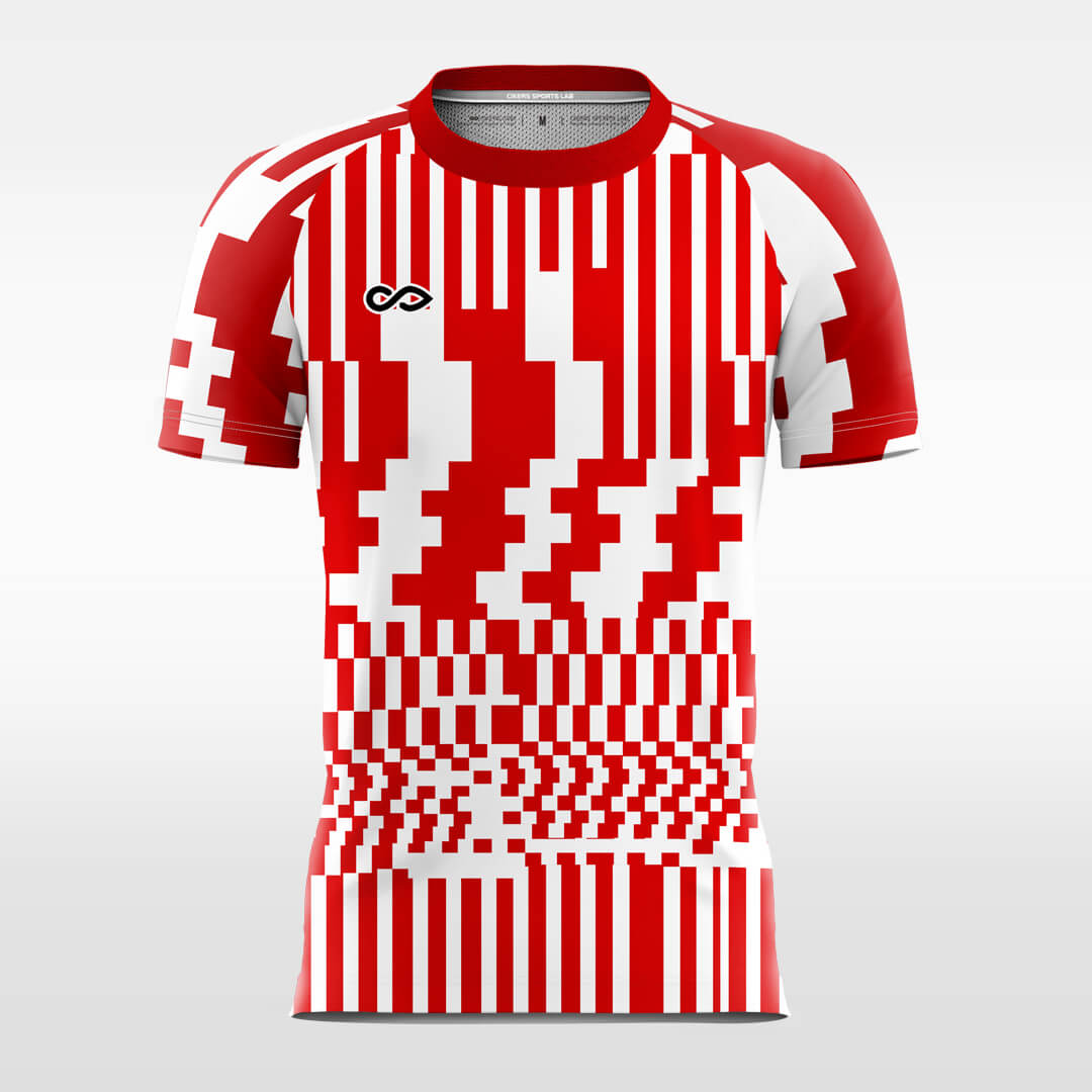 Custom Pixels Red Sublimation Sport Soccer Tops Jersey