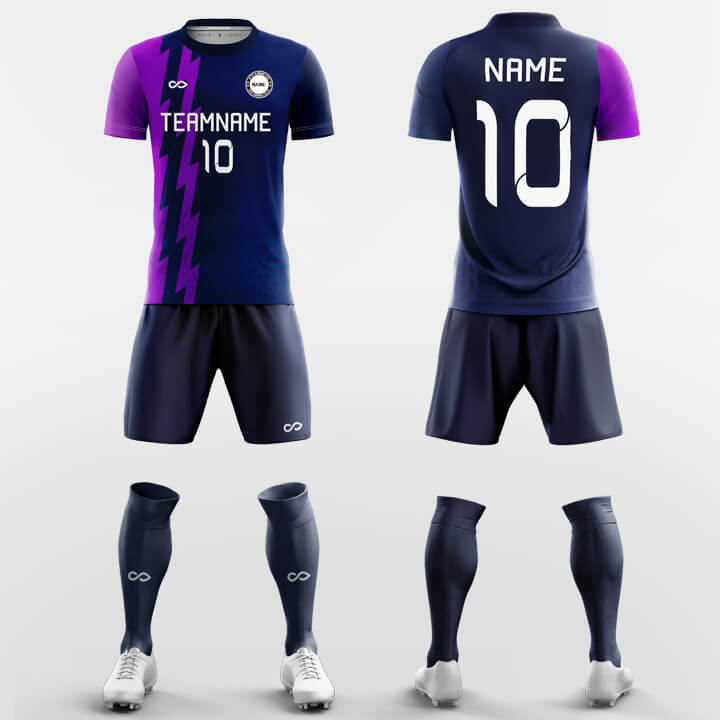 Custom Serrated Print Purple Uniform Soccer Sets Jersey Kit