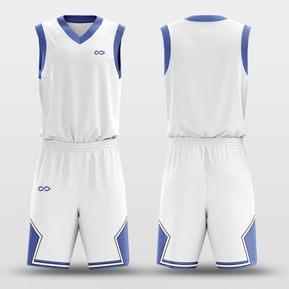 White Dark Blue - Custom Basketball Jersey Set Design for Team