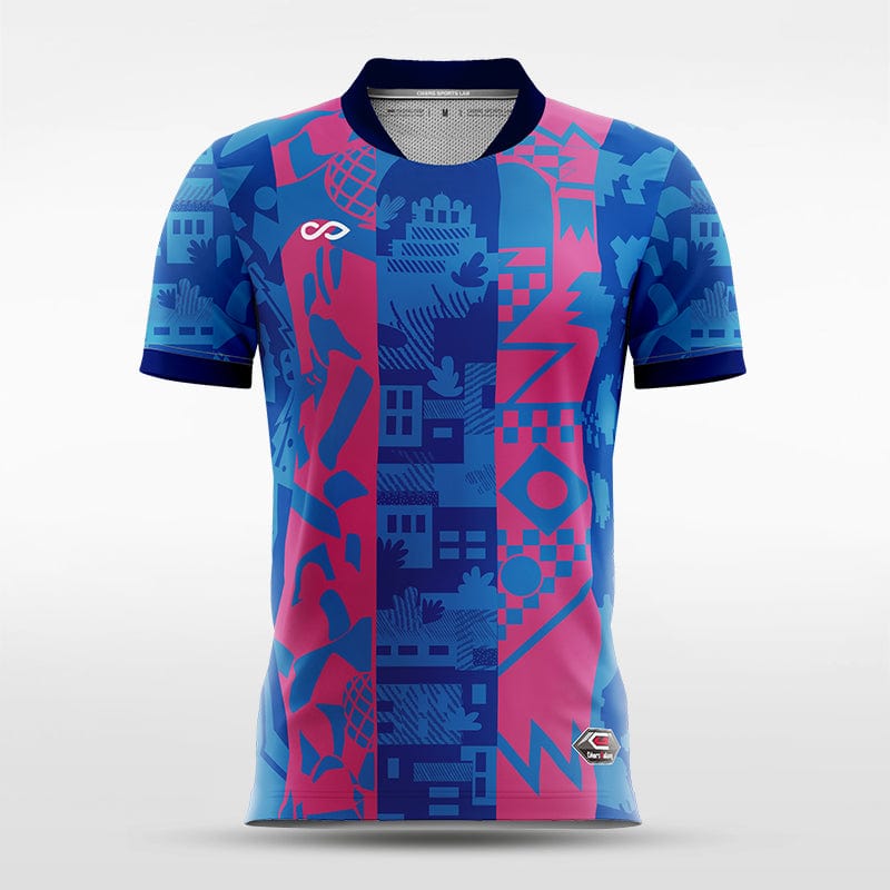 Blue & Pink Iberian Soccer Jersey