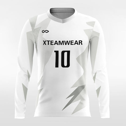 Light and Shadow 1- Custom Long Sleeve Soccer Jersey Sublimated White