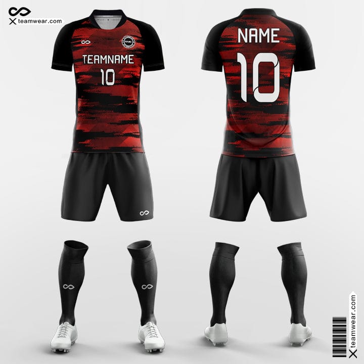 Custom School Soccer Jerseys Red and Black