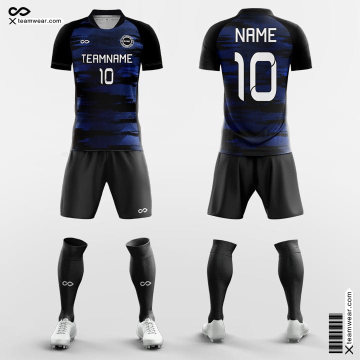 Custom School Soccer Jerseys Blue and Black