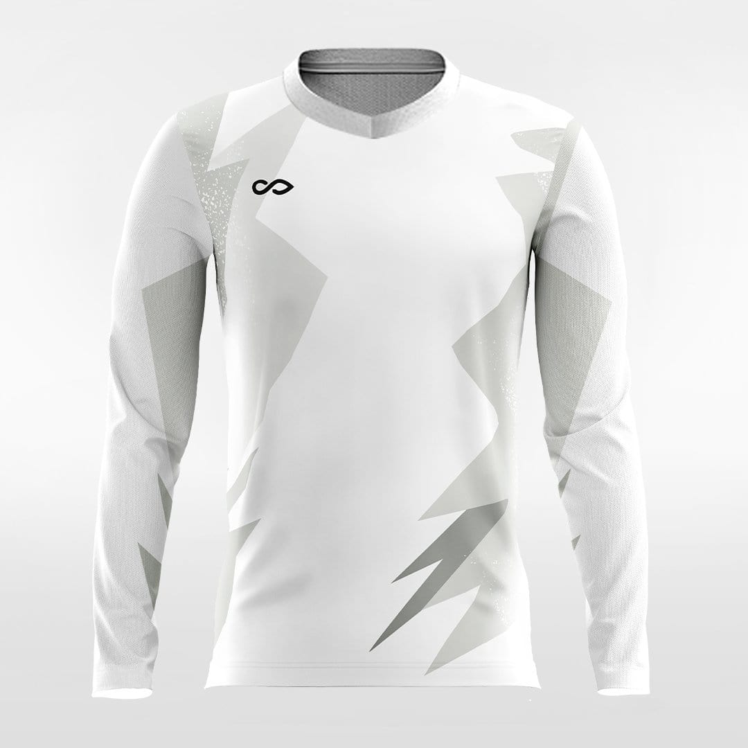 Light and Shadow 1- Custom Long Sleeve Soccer Jersey Sublimated White