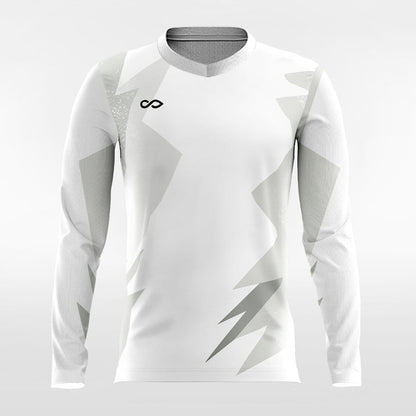 Light and Shadow 1- Custom Long Sleeve Soccer Jersey Sublimated White