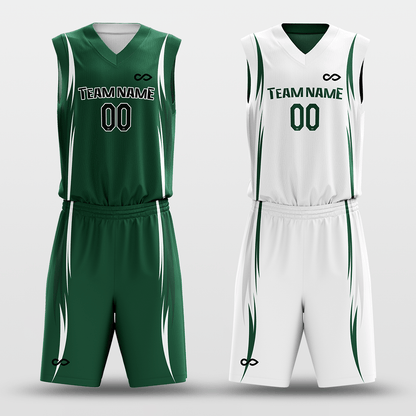 Green&WhiteCustom Reversible Basketball Set
