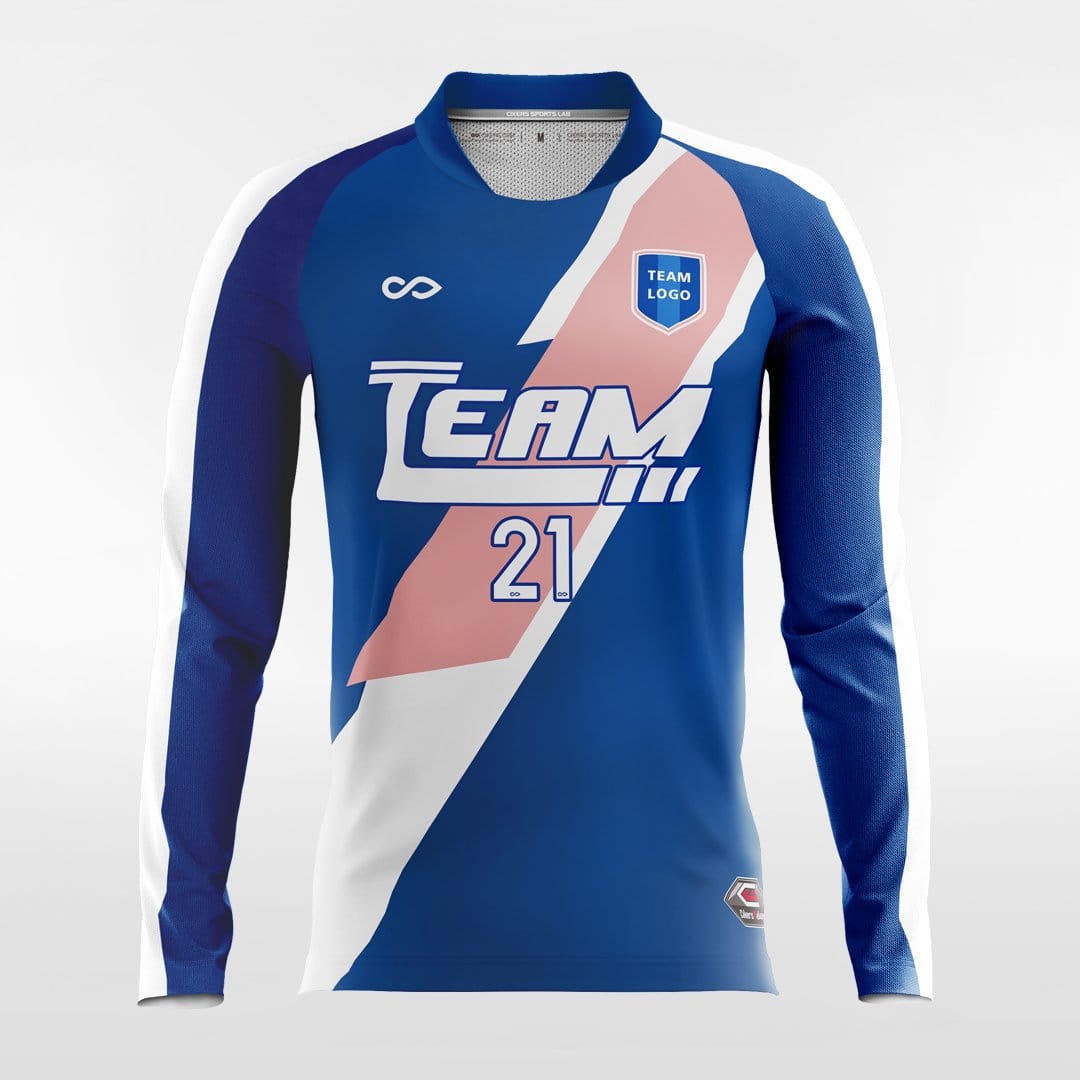 Blue Long Sleeve Soccer Jersey Design