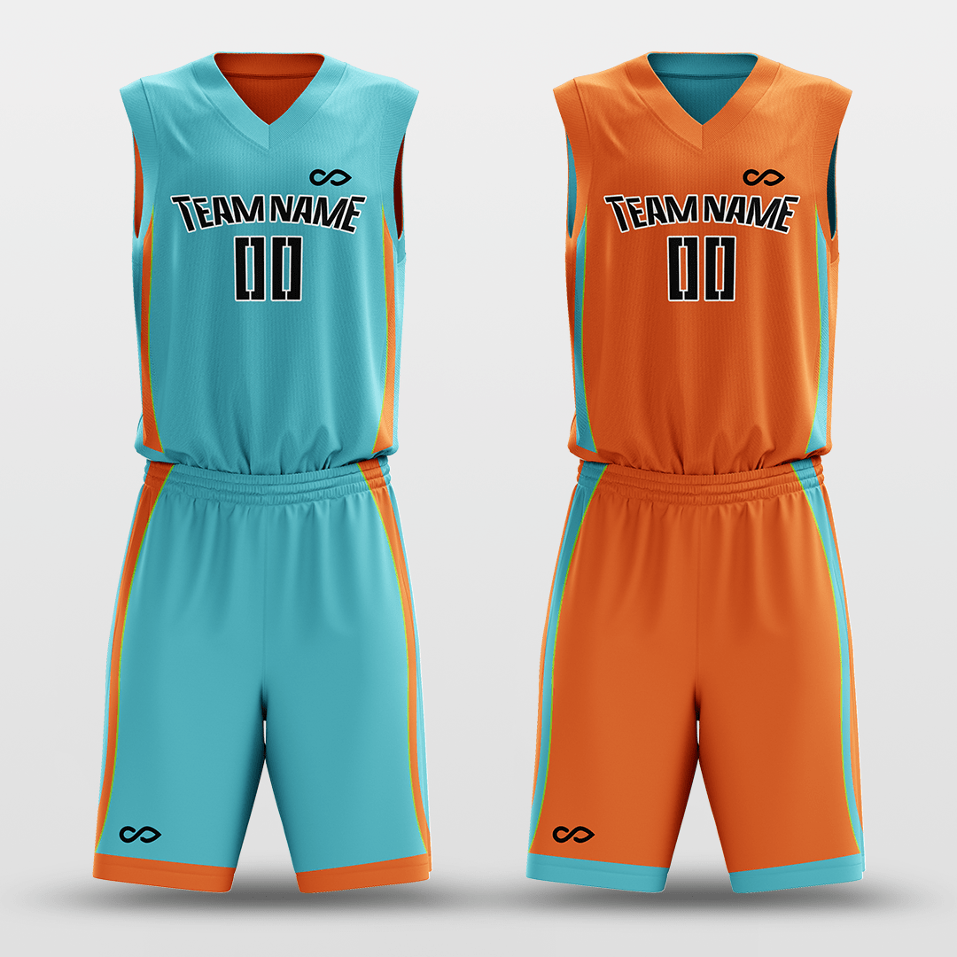 Cyan&Orange Custom Reversible Basketball Set