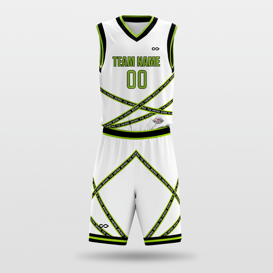 Green&White Stripe Fission Sublimated Basketball Set