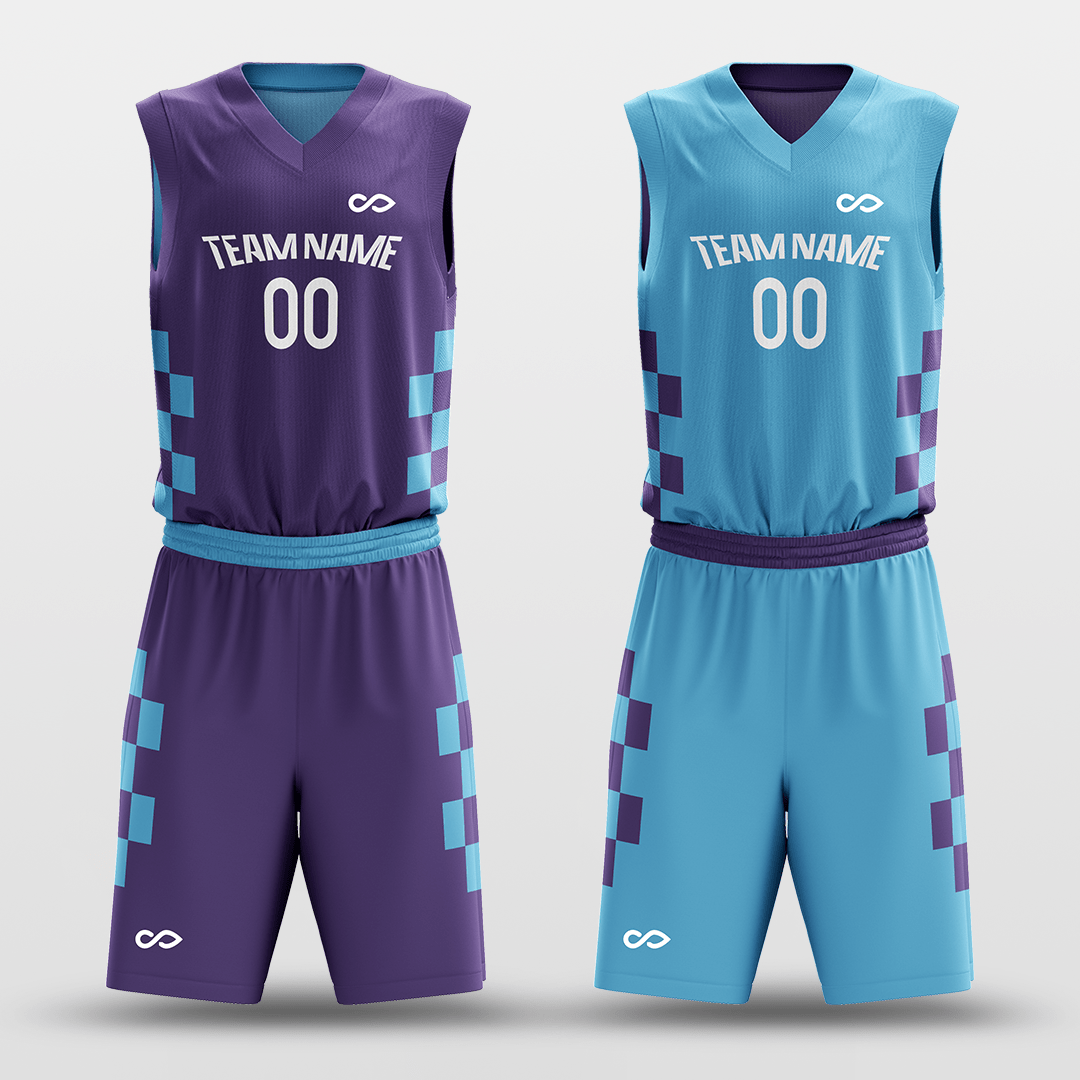 Purple&Blue Custom Reversible Basketball Set