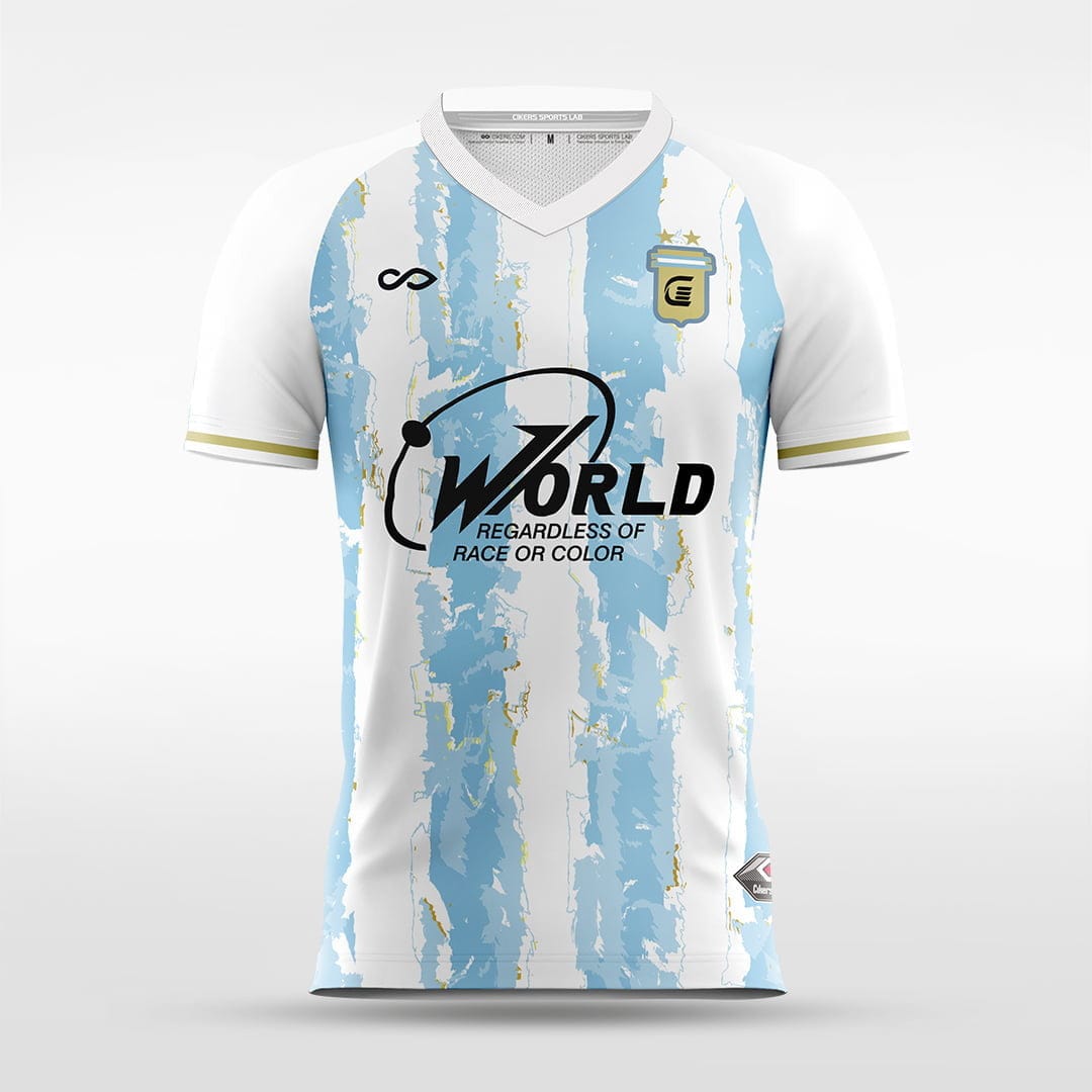 Argentina Soccer Jersey White and Blue Stripe