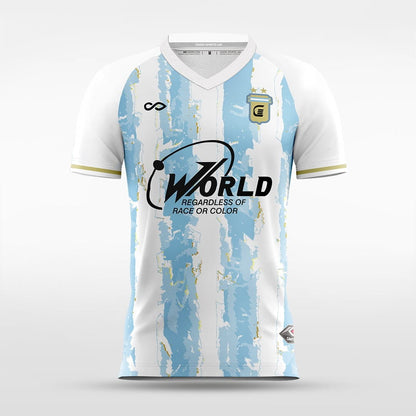 Argentina Soccer Jersey White and Blue Stripe