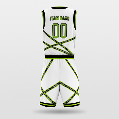 Green&White Stripe Fission Sublimated Basketball Team Set