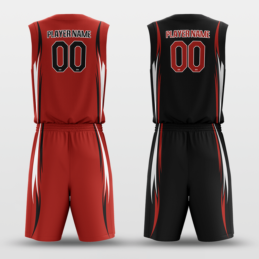 Black&Red Custom Sublimated Basketball Set