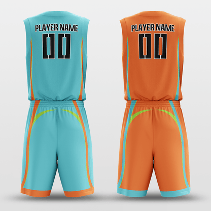 Cyan&Orange Custom Sublimated Basketball Set