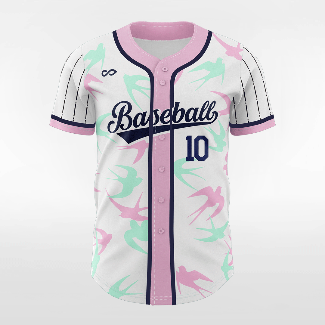 Spring Swallow - Customized Men's Sublimated Button Down Baseball Jersey