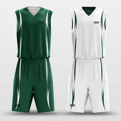 Green&WhiteMurmur Sublimated Basketball Set