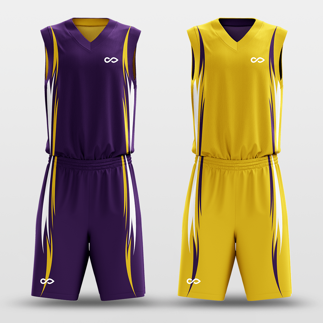 Yellow&Purple Murmur Sublimated Basketball Set