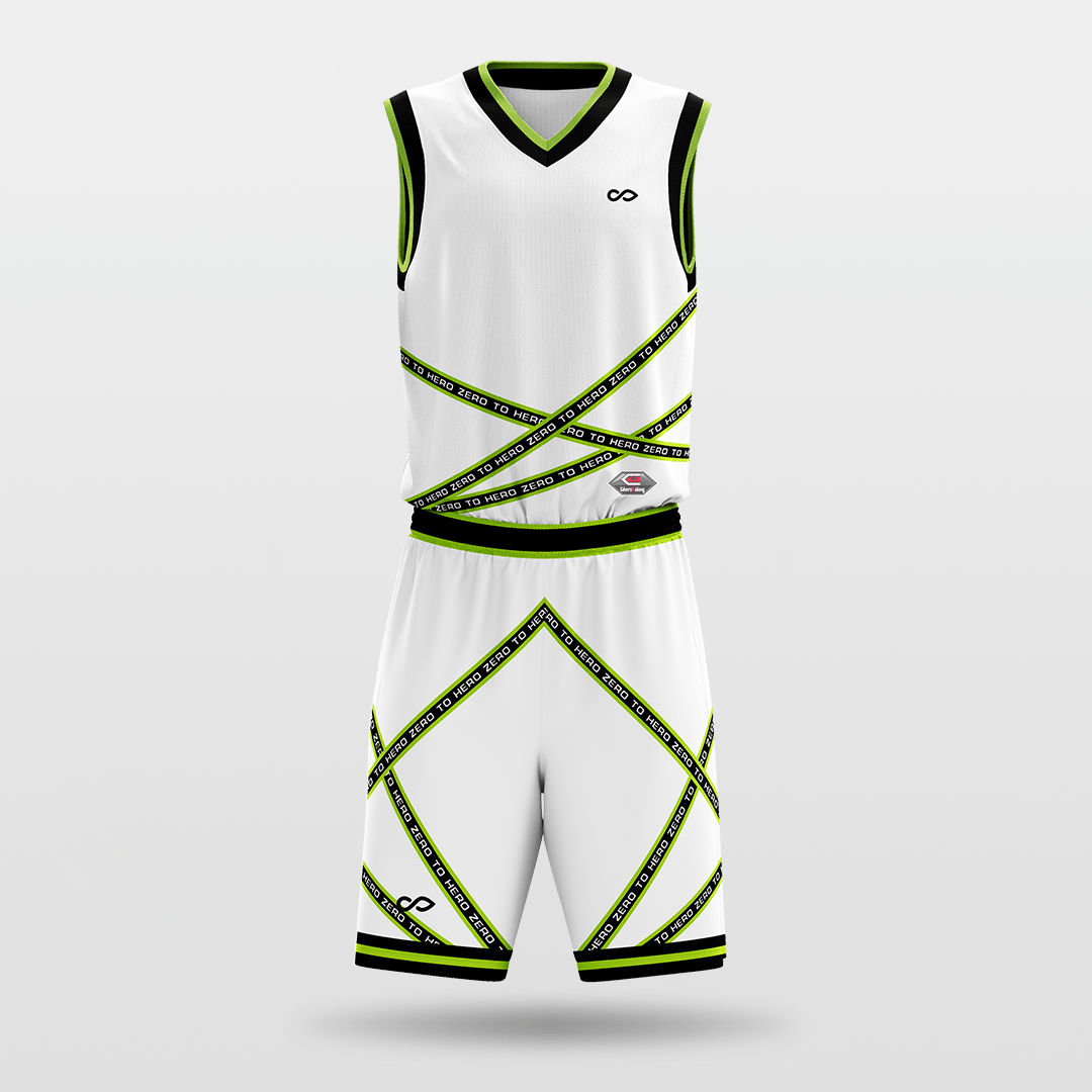 Green&White Stripe Fission Customized Basketball Set