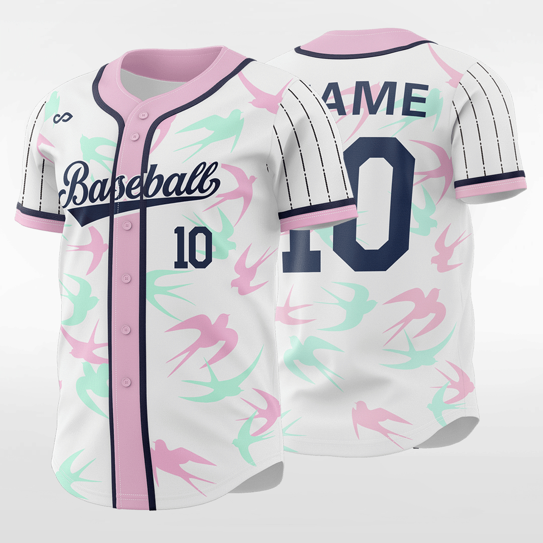 Spring Swallow - Customized Men's Sublimated Button Down Baseball Jersey