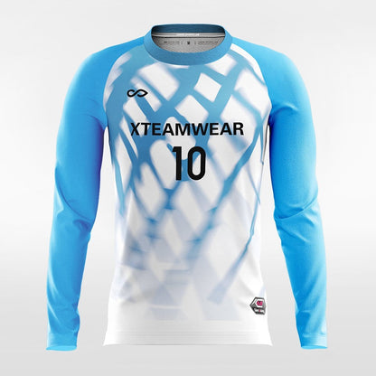 Light and Shadow 2- Custom Long Sleeve Soccer Jersey Sublimated Blue