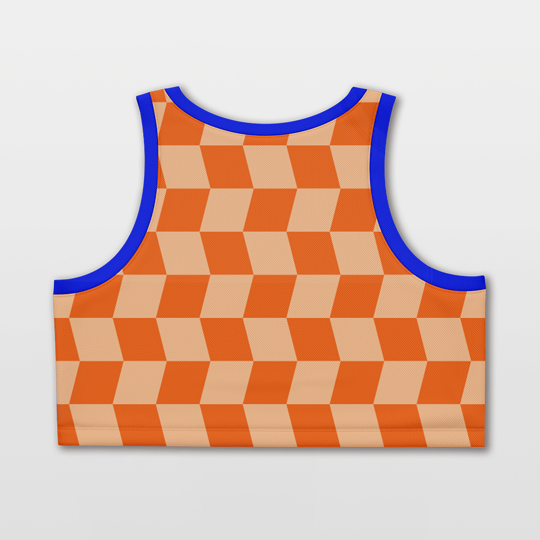 Custom Checkerboard Women Crop Tops Orange