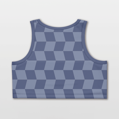 Checkerboard Women Crop Tops for Team Navy