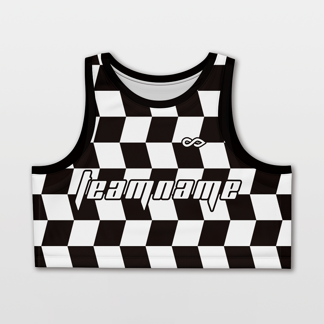 Custom Checkerboard Women Crop Tops Black