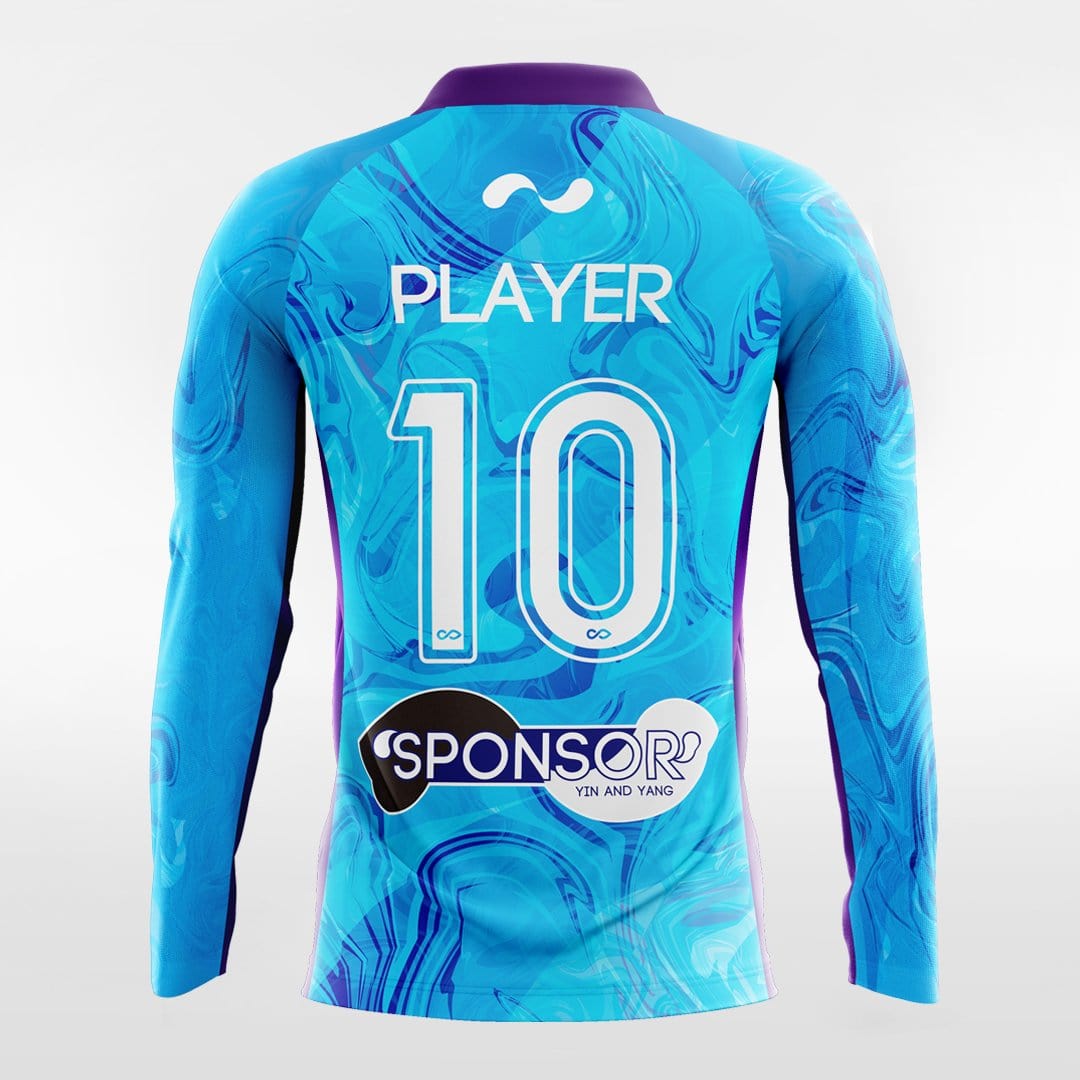 Custom Blue Long Sleeve Soccer Jersey