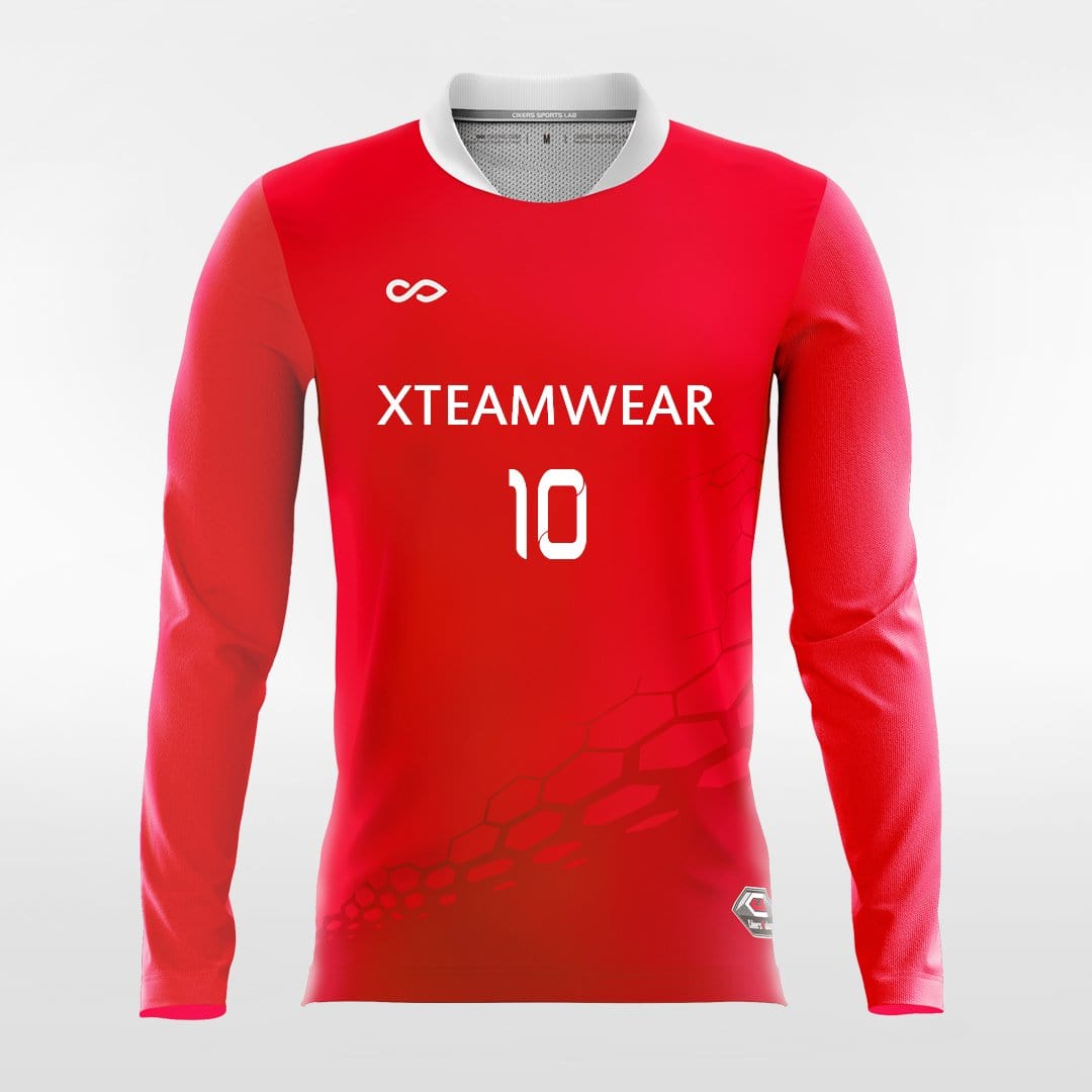 Red Long Sleeve Soccer Jersey Design