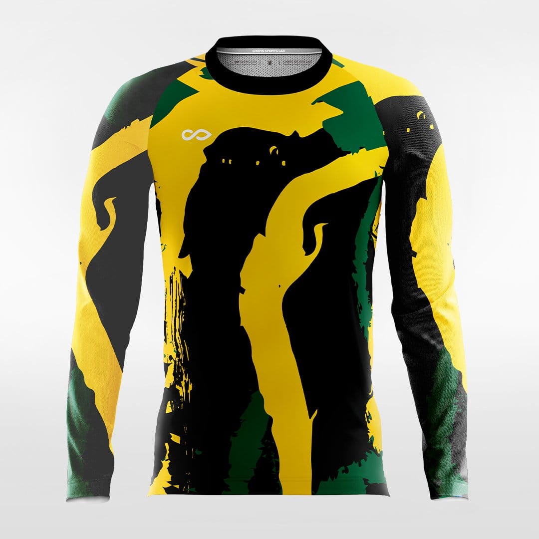 Yellow and Black Soccer Jersey Long Sleeve