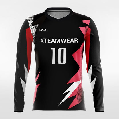 Light and Shadow 1- Custom Long Sleeve Soccer Jersey Sublimated Black